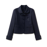 Navy College Double-Waist Pleated Skirt Set