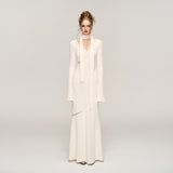 White Jacquard Hollow out Dress