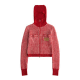 후드 플리스 스트라이프 스웨터 올매치 지퍼 니트 재킷