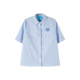 스트라이프 셔츠 & 플리츠 그레이 스커트 세트