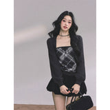 イートン ノワール チェック柄ニット ツーピースセット