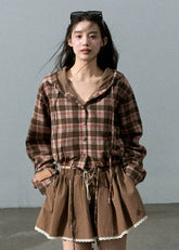 울 체크 셔츠 재킷