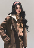 fake two piece blazer women, hooded preppy blazer, minimalist layered jacket, autumn winter preppy coat, oversized silhouette blazer, korean preppy fashion, hooded faux layer top, fw25 womens outerwear, casual campus blazer, layered street jacket