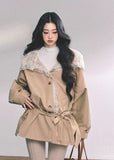 lace trench coat women, french lace hood coat, winter beige trench, loose slimming coat women, fw25 lace collar jacket, korean lace trench coat, winter lace outerwear, romantic hooded coat women, beige winter trench