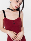 Wine Red Dress Dress Knitted Short Cardigan
