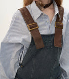 데님 숏 서스펜더 드레스