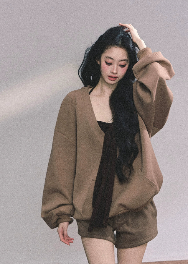 korean fashion, hoodie set, 3 piece outfit, fall outfit, autumn outfit, women’s casual set, oversized hoodie, layered outfit, korean streetwear, matching set, hoodie and shorts set, vest outfit, cute casual outfit, soft girl outfit, preppy outfit, comfy outfit, aesthetic outfit, brown hoodie, fall fashion women, trendy korean clothes, nom alm style, nowa tokyo, casual loungewear, cozy outfit, oversized sweatshirt, autumn clothing set, 2025 fashion