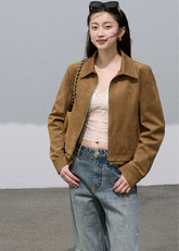 스웨이드 레이스 라펠 재킷