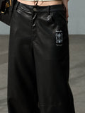 올드 머니 레트로 PU 가죽 팬츠