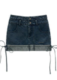 Double-Waist Denim Mini
