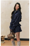 Waist-Slimming Denim Skirt Set – Fleece Lined