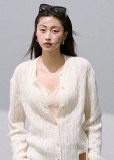 소프트 화이트 니트 코트 레이지핏 프레피 에디트