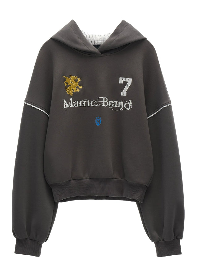 patchwork hooded shirt, women patchwork hoodie, american street style top, hybrid shirt hoodie women, fall winter 2025 fashion women, loose fit jersey sweatshirt, korean streetwear women 2025, casual oversized hoodie outfit, nowa tokyo street fashion