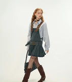 데님 숏 서스펜더 드레스