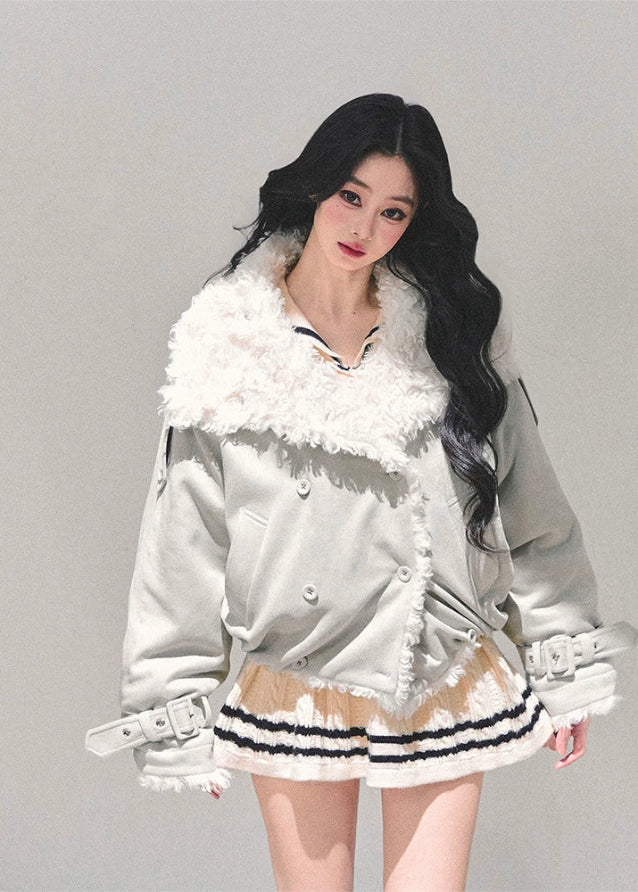 velvet winter jacket, korean fur jacket, lamb fur coat women, warm winter cotton jacket, thick cold proof coat, shearling velvet jacket, korean fashion outerwear, fw25 winter coat, fluffy winter jacket, womens warm jacket