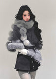 faux fox fur scarf women, pom pom fur collar, winter warm fluffy scarf, french style fur scarf, cold proof plush neck warmer, imitation fox scarf women, fw25 winter accessories, soft girl fur wrap, warm faux fur collar