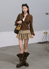 가을 라이오셀 퍼포레이티드 퍼피 케이크 스커트