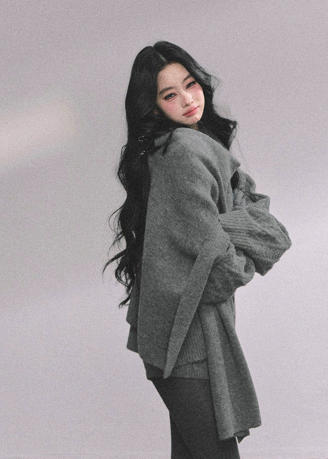 knit set, 3 piece knit set, cable knit sweater, cable knit shorts, knit scarf set, winter knit outfit, cozy knit loungewear, Korean style knit set, Korean fashion knitwear, oversized sweater set, fall winter knitwear, casual knit matching set, warm knitted outfit women, street style knit set, French chic knitwear, soft knit sweater, knit shorts outfit, scarf sweater set women, aesthetic knit outfit