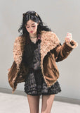 velvet winter jacket, korean fur jacket, lamb fur coat women, warm winter cotton jacket, thick cold proof coat, shearling velvet jacket, korean fashion outerwear, fw25 winter coat, fluffy winter jacket, womens warm jacket