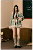 Plush Patchwork Denim Suit Set