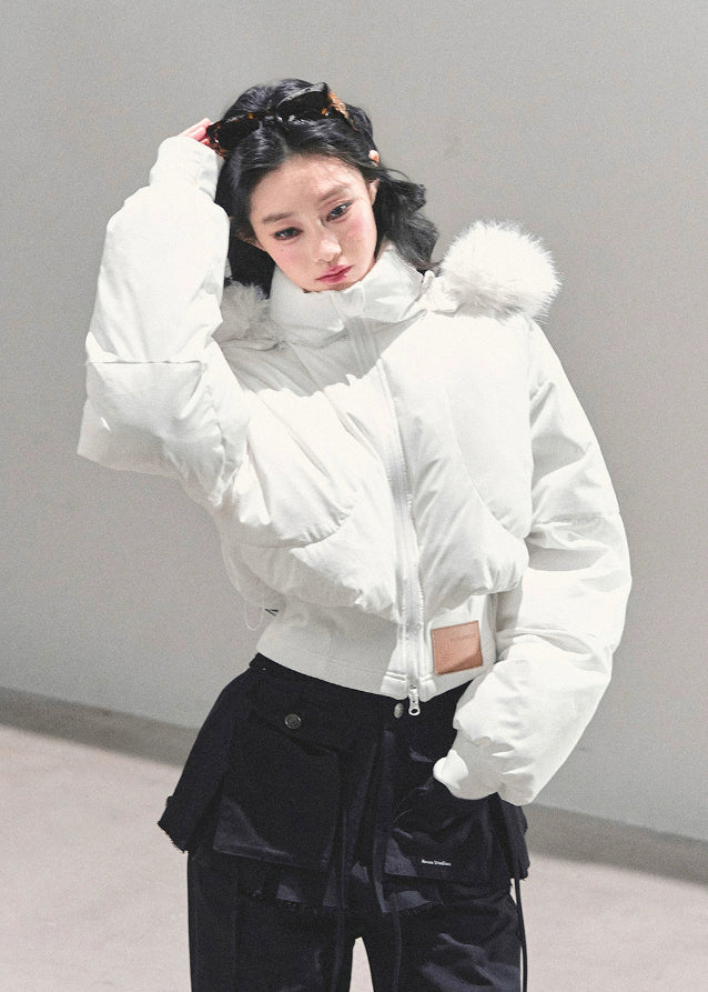 korean padded jacket women, thickened hooded puffer, winter cotton coat women, warm padded jacket, fur hood winter coat, white black winter puffer, fw25 korean outerwear, thick warm jacket women, hooded padded winter coat