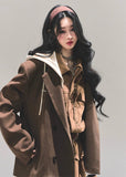 fake two piece blazer women, hooded preppy blazer, minimalist layered jacket, autumn winter preppy coat, oversized silhouette blazer, korean preppy fashion, hooded faux layer top, fw25 womens outerwear, casual campus blazer, layered street jacket
