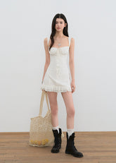 핑크 텍스처 오프숄더 탑