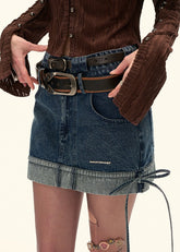 더블 웨이스트 데님 미니