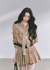 plaid shirt dress women, faux two piece dress, preppy plaid mini dress, american style check dress, winter shirt dress women, pleated plaid mini, brown plaid outfit, fw25 plaid fashion, layered look dress women, korean preppy dress