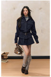 Waist-Slimming Denim Skirt Set – Fleece Lined