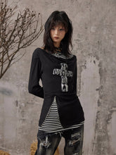 가짜 투피스 슬림핏 긴팔 니트 셔츠