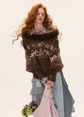 fox fair isle sweater women, v neck winter knit top, fair isle fox pattern knit, cozy lazy fit sweater women, korean winter knit fashion, fall winter 2025 sweater trend, nordic pattern fox pullover, cute warm knitwear outfit women, nowa tokyo cozy street style