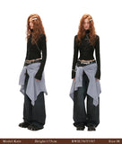 Destruction high collar long-sleeved T-shirt