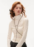 Destruction high collar long-sleeved T-shirt