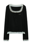 Square-Neck Lace Layer Top