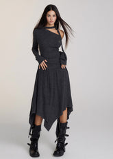 Heavy waist irregular skirt off-shoulder dress