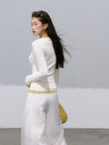 콘트라스트 웨이스트 니트 탑