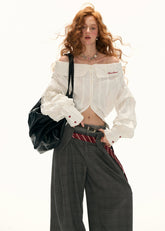 비대칭 V넥 셔츠