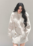 ivory fur coat women, plush winter coat, one piece fur coat, warm fluffy coat, soft girl winter jacket, faux fur dress coat, fw25 plush outerwear, korean winter fashion coat, white fuzzy coat women, elegant winter coat