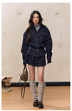 Waist-Slimming Denim Skirt Set – Fleece Lined