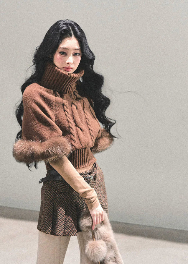 mohair turtleneck sweater women, grey twist knit top, korean autumn winter sweater, cable knit high neck top, soft mohair knitwear, plush sleeve sweater, fw25 korean fashion, warm winter knit top, elegant grey sweater women