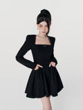 Black Puff Skirt Elegance Dress