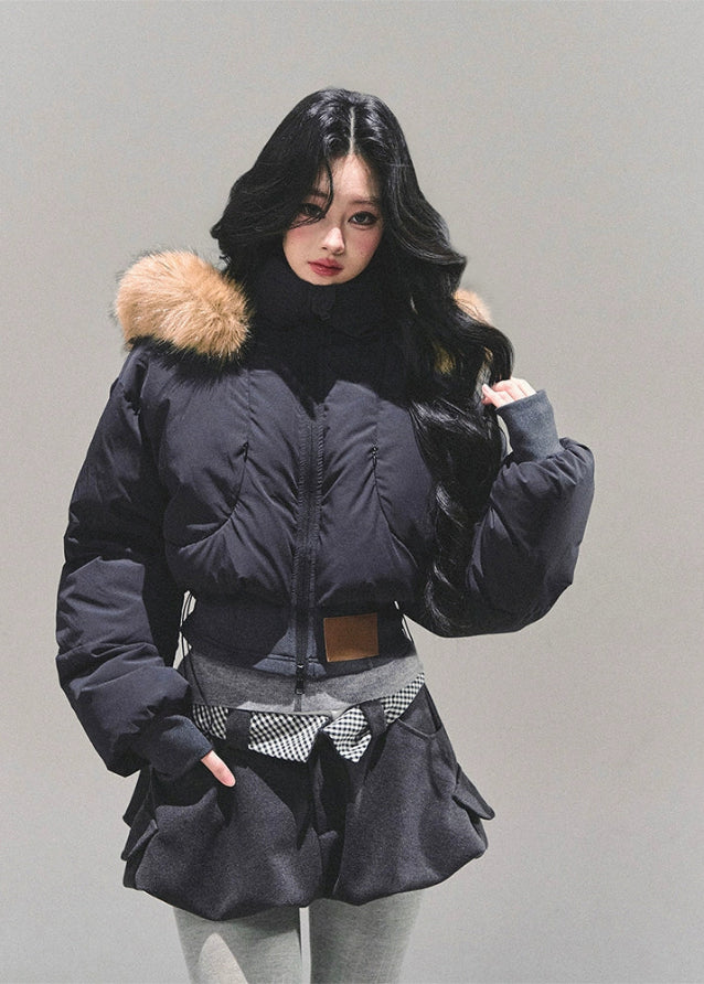korean padded jacket women, thickened hooded puffer, winter cotton coat women, warm padded jacket, fur hood winter coat, white black winter puffer, fw25 korean outerwear, thick warm jacket women, hooded padded winter coat