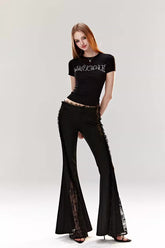 Original lace flared pants high waist