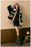Plush Patchwork Denim Suit Set
