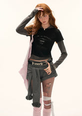 Faux Two-Piece Polka Dot Hoodie