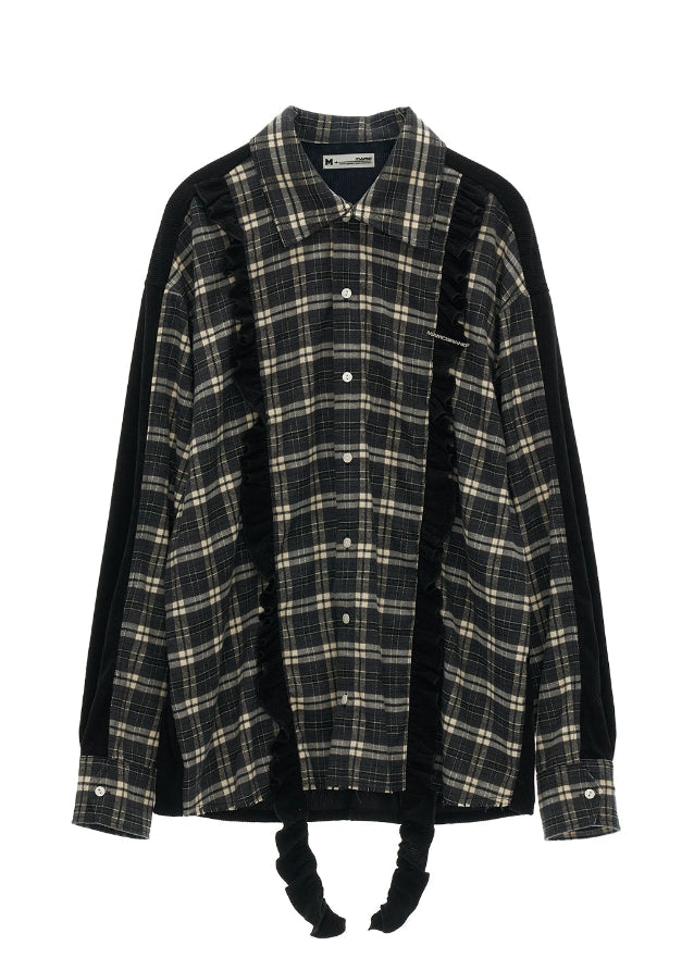 vintage patchwork plaid sweatshirt, retro plaid shirt women, sweatshirt shirt hybrid top, fall 2025 loose casual top, korean street casual shirt, patchwork long sleeve pullover women, autumn vintage plaid outfit, relaxed streetwear top women, nowa tokyo retro street fashion