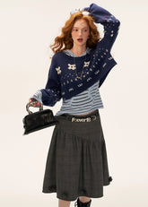 플로럴 미디 스커트