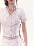 Polka Dot Lace Top & Umbrella Skirt Set