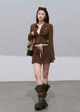 콘트라스트 스플라이스 코튼 스커트